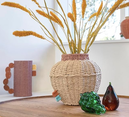 Dusty Rose Rope Vase/Basket